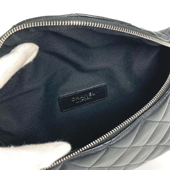 CHANEL Black Leather Logo Shoulder Bag - Picture 10 of 13